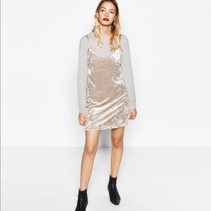 Zara crushes velvet slip dress